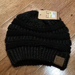 C.C Black Shimmer Knit Beanie